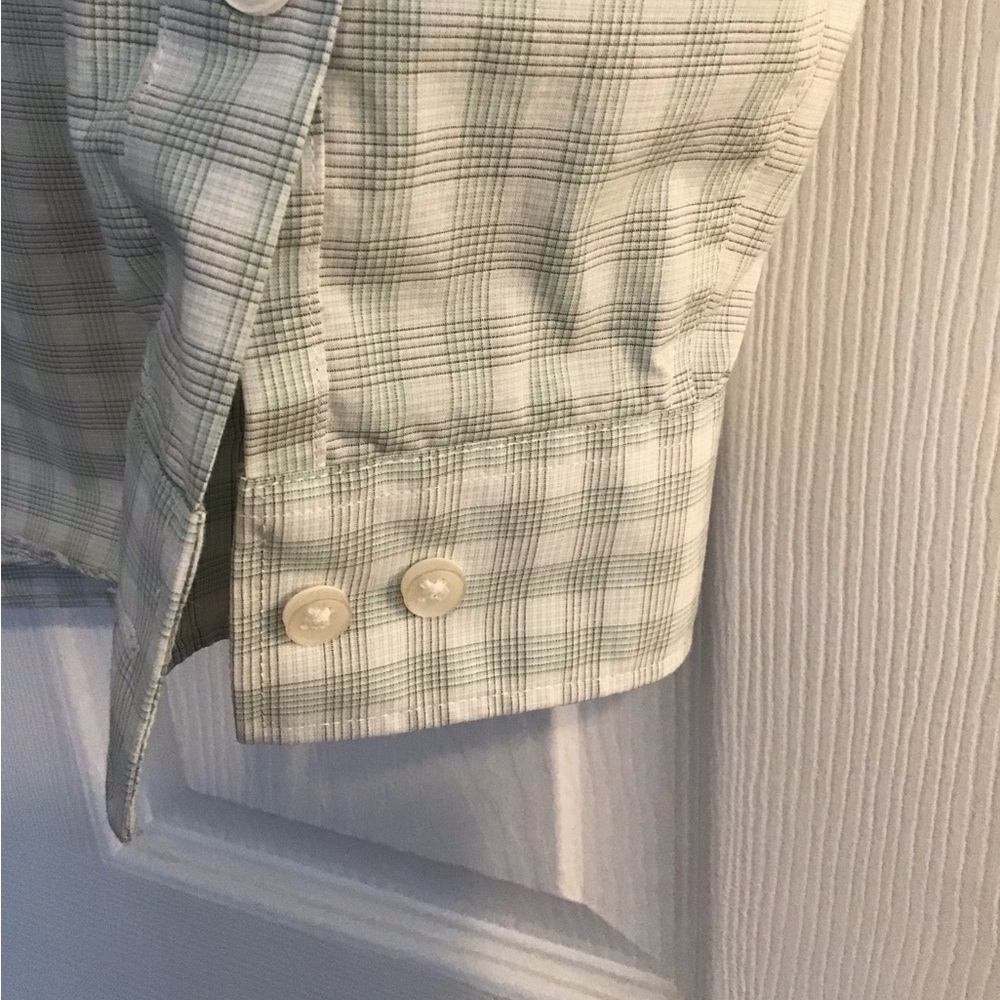 Michael Kors Shirt Mens Large Green White‎ Check Long Sleeve Collar - Picture 3 of 7